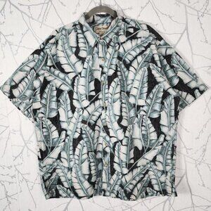 Hooke Street Tropical Leaves Print 100% Cotton Short Sleeve Shirt